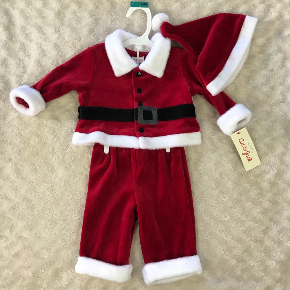 Cat & Jack Santa Clause Outfit Set Christmas Red - Picture 1 of 5